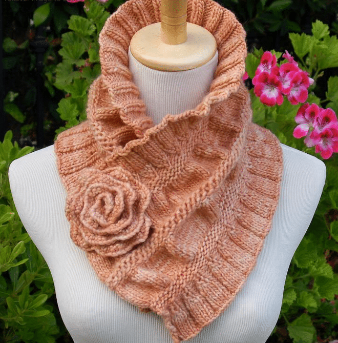 Ruffled Ruched Knit Scarf